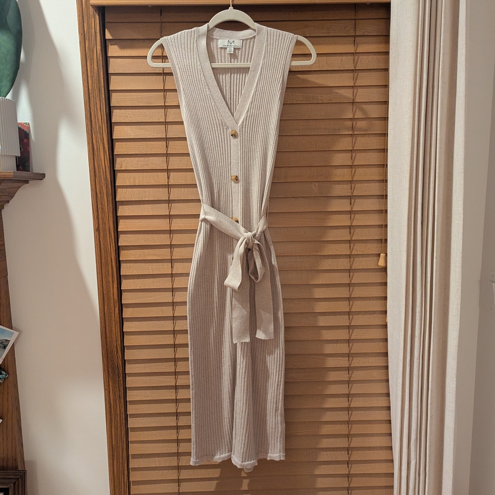 Magaschoni Beige Knit Midi Dress